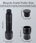 Heavy Duty Bike Crank Puller Tool For Square Taper And Splined Cranks Pro Grade Crank Removal Tool Size Diagram with Measurements