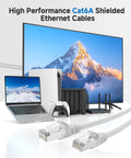 10Gbps Snagless Shielded Cat6a Ethernet Cable 10ft White Built For Lightning Fast Home Office Networks Premium Shielded RJ45 Cord
