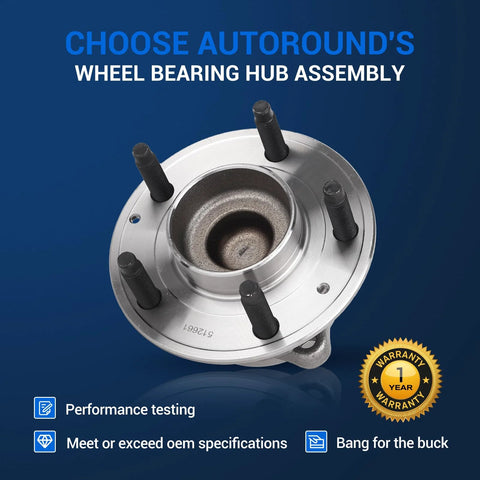 Front view of Wheel Bearing Hub Assembly 512661 5 Lug With ABS For Chevy Malibu 2016-2022, featuring 146mm flange.
