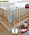 Heavy Duty Deck Banister Column 8 Pack With Adjustable Angle Brackets And Beefy Floor Mount Base, gold finish railing with support base.
