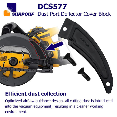 Heavy Duty DCS577 Dust Port Reflector Cover Block Compatible With DeWalt Job Site Saw showing optimized airflow and dust capture features.