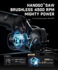 Compact Mini Cordless Circular Saw With A 3 3/8 Inch Blade And Brushless Motor delivers 4500 RPM power and lightweight design.