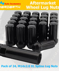 Ford 24 Pack 14x2.0 Spline Lug Nuts With 60 Degree Conical Seats XL Diver Style for aftermarket aluminum wheels