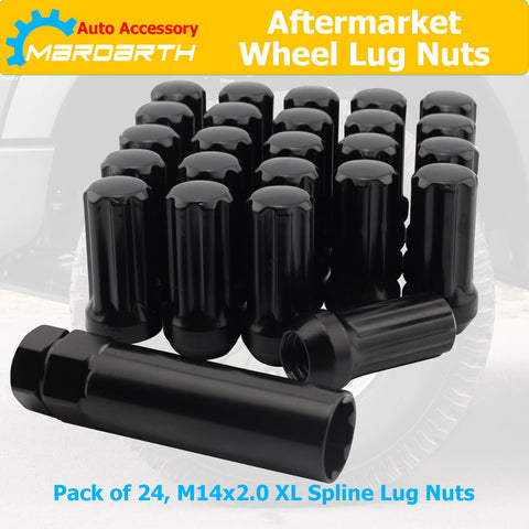 Ford 24 Pack 14x2.0 Spline Lug Nuts With 60 Degree Conical Seats XL Diver Style for aftermarket aluminum wheels