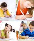 Children writing with 24 Pack Mini White Golf Pencils With Erasers, Short Hexagon Wooden 2B Graphite Pencils for various events
