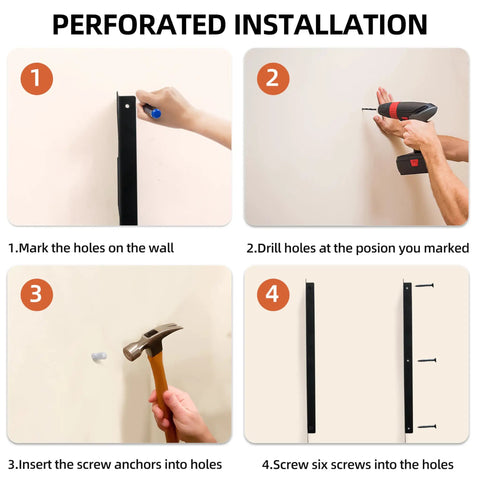 Step-by-step installation of Heavy Duty Wall Mount Garage Tool Organizer Rack For No Fuss Long Handled Gear Like Shovels Rakes And Brooms