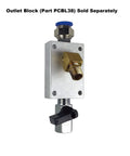 Five Piece Push To Connect Outlet Block Fittings Kit with brass and aluminum parts, used for half inch tubing connections.