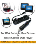 Car Charger For RCA Portable DVD TV Combo Players And Celestron Telescopes, Dual Screen 12V Power Cord with plug and adapters.