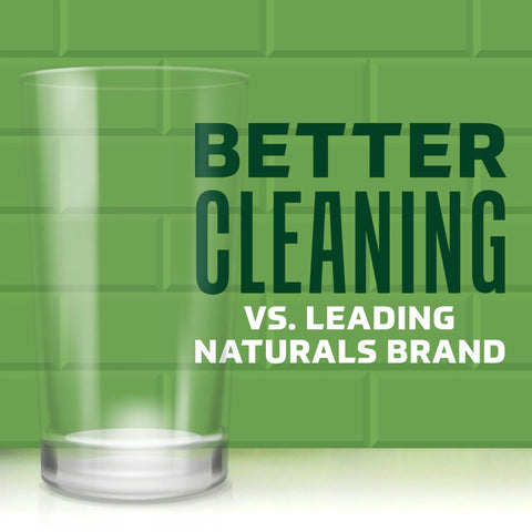 Glass showcasing better cleaning with Platinum ActionPacs Dishwasher Detergent Pods Deliver Powerful Cleaning In One Wash Without Pre Wash