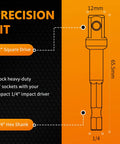 Diagram of 4 Pack 1/4 To 1/2 Inch Socket Adapter Set For Impact Drivers And Drills Turn Your Tool Into A 1/2 Inch Monster