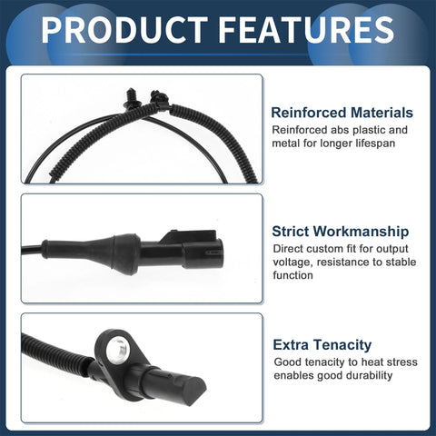 INFINAUTO ABS wheel speed sensor kit: black front left/right sensors with harness, connector, and mounting sensor