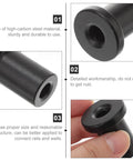 Close-up of Five Pack Sliding Barn Door Spacers Track Wall Mount Replacement Kit Black Connectors illustrating steel material