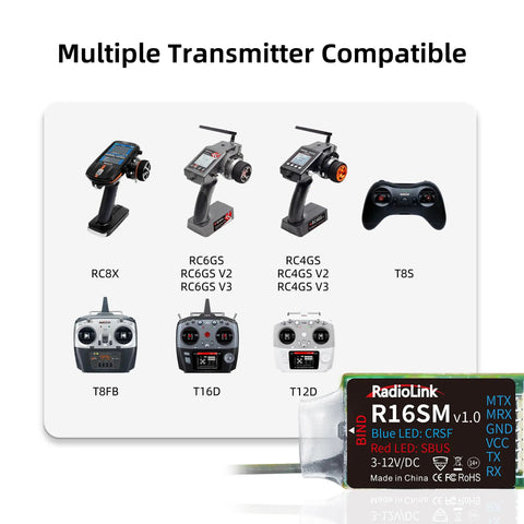 16 Channel Mini FPV Receiver SBUS CRSF Long Range For Micro Drones And Quadcopters compatible with multiple transmitters