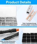 All In One Wiring Repair Kit With 380 Pcs Non Insulated Butt Connectors And 400 Pcs Heat Shrink Tubing Include Durable Crimping Tool