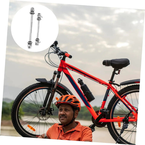 Beefy Solid Shaft Rear Hub Axle Tool for Bikes with durable metal construction next to a red bike with rider.