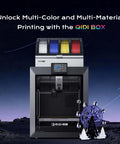 Enclosed FDM 3D Printer With Auto Leveling Sensor for flawless printing, shown with colorful filament for multi-material use.