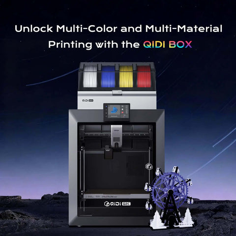 Enclosed FDM 3D Printer With Auto Leveling Sensor for flawless printing, shown with colorful filament for multi-material use.
