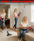 Person using M18 Battery Compatible Cordless Vacuum Cleaner 8 In 1 Stick Vac With Pet Brush on carpet and upholstery