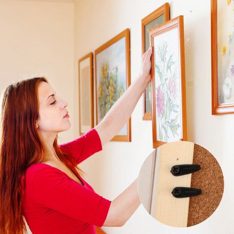 50-pack black metal picture frame backing clips with screws for hanging pictures and artwork