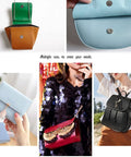 Collage of purses and bags with 20 Set Bronze 14mm Magnetic Snaps Kit For Purses And Bags With 1 Male Snap 1 Female Snap And 2 Washers Per Set.