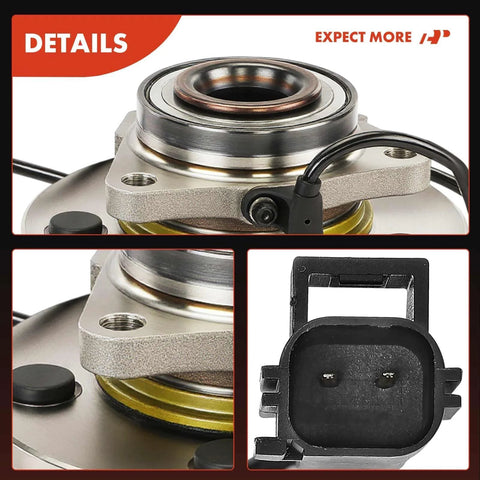 Close-up view of Beefy Front Wheel Bearing And Hub Assembly For Dodge Ram 1500 2002 2003 2004 2005 4x4 With ABS 5 Lug Heavy Duty Hub Replacement
