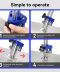 Pro Grade 1 Station Sheet Metal Roller Bender operation steps showing height adjustment, iron plate insertion, sliding, and completion.