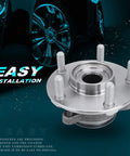 Front view of front wheel bearing hub assembly for Nissan Rogue 2008 2013 and Nissan Rogue Select 2014 plus Sentra two point five liter four cylinder 2007 2012 with five lug and ABS affordable replacement part for easy install smooth ride and reliable performance