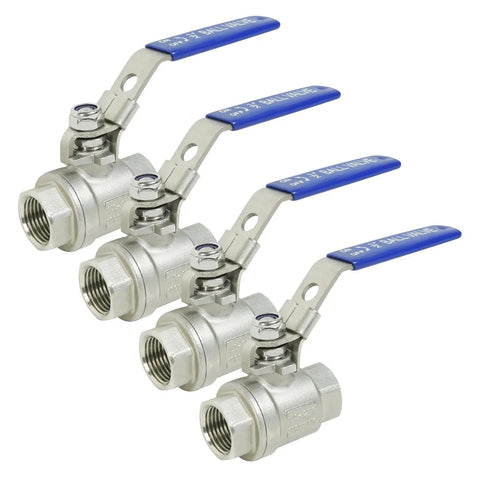 4 Pack 1/2 Inch Stainless Steel 304 Ball Valves NPT Female Full Port Heavy Duty Shut Off Valve With Locking Device