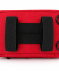 Back view of red 164 Piece Outdoor Adventure First Aid Kit With Color Coded Supplies For Camping Hiking Road Trips And Car Survival Gear ANSI