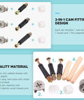 Furniture Connecting Hardware Kit With Cam Locks Dowel Pins And Pre Inserted Nuts And Screws 120 Piece display