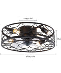 ALSKXaxna Ceiling Fan with Light 30W 3 Blades Pure Copper Motor for Bedroom, 18in black ceiling light fixture with circular design.