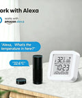 Real Time WiFi Temperature Humidity Monitor With App Alerts And Alexa Control For Home Garage Wine Cellar And Greenhouse 2.4GHz WiFi Only TUYA Sensor Hygrometer Real Time Readings Push Alerts Alexa Compatible, white LCD