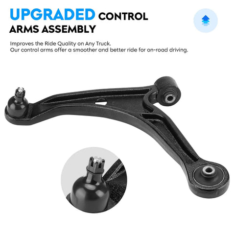 Front Lower Control Arm With Ball Joint For MDX 2006 And Pilot 2006 2008 Left And Right Driver And Passenger Replacement Suspension Kit With End Links 4 Piece, black steel control arm with ball joint