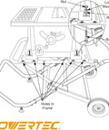 Diagram of Rolling Foldable Table Saw Stand With 8 Inch High Traction Wheels Heavy Duty And Adjustable Mounting Options