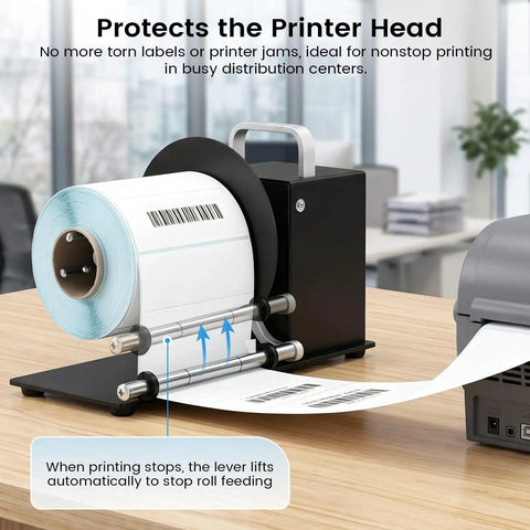 Hardcore Automatic Label Rewinder Machine Handles Coreless And Up To 1.1 Inch Cored Rolls with smooth roll feeding and printer head protection.