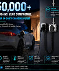 Slick Wall Mount Nema 14-50 Outlet With Surface Mount Box Kit For Smooth Level 2 Ev Charging, 50 Amp Plug And Play 240V Receptacle in use with EV.