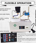 Professional Grade Lapidary Faceting Machine For Jade Crystal And Agate Stone Work Featuring Slick Adjustable RPM Copper Motor Straight Up Precise Diamond Wheel Polishing System, showcasing digital angle display and cooling water tank.
