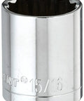 Half Inch Drive 12 Point Standard SAE Socket Fifteen Sixteenth Inch, Beefy Nickel Chrome Plated, Chrome Vanadium Steel Construction