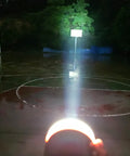 LED Camping Lantern With Magnetic Base, Rechargeable 2200 mAh Battery illuminating a basketball court at night