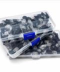 Beefy Heavy Duty No Strip Wire Splice Connectors 2 Pin Quick Snap Ground Terminals in storage case, 50 pack for auto repair.