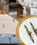 Antique Bronze Cabinet Knobs And Pulls With Plate 5 Inch Hole Centers on various furniture including kitchen and bookcase