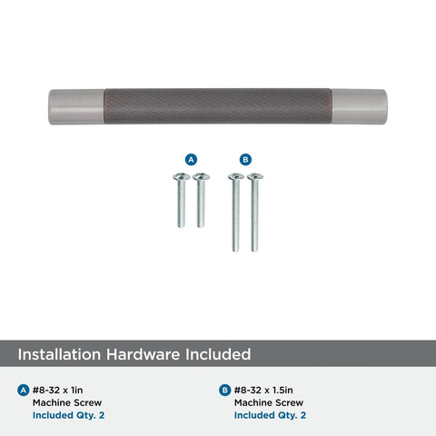 Esquire Satin Nickel And Oil Rubbed Bronze Cabinet Pull 128 mm with installation screws for furniture