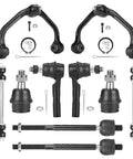 Ford Ranger RWD Heavy Duty Front Upper Control Arm Suspension Kit With Ball Joints 10 Piece Assembly One Piece Design With Coil Spring Fits Mazda B2300 B2500 B3000 B4000 And Ranger 1998 2011, black steel parts