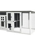 Outdoor Chicken Coop With Run And Nesting Box, Waterproof Roof, Removable Tray And Roosting Bar, white wooden hen house