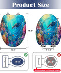 Elongated Toilet Seat Slow Close Home Bathroom with colorful underwater design, measuring 18.5 inches, suitable for elongated toilets.