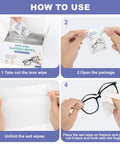 Anti-fog glasses wipes box, 200-count, large 4.72 x 5.91 inch sheets, individually wrapped; Amazon Drugstore.