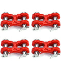 Heavy Duty 3/8 Inch Twin Clevis Safety Chain Repair Links 4 Pack Trailer Tie Down Hardware, red forged steel connectors.