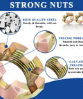 Close-up detailed view of Two Sets Of 10 Pcs 1 Inch Spindle Castle Nuts Kit With Washers for trailer axle, highlighting quality steel.