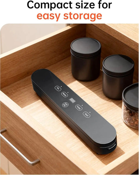 Compact Four In One Vacuum Sealer For Food With Digital Timer And 100W Motor Moist And Dry Sealing Modes Plus Pulse Function 75kPa