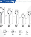 Heavy Duty Stainless Steel Eye Bolt And Nut Kit With Five Sizes Welded Closed Eye Screws For Indoor And Outdoor Hanging 116 Pieces With Nuts DIY Rigging And Ceiling Or Deck Hangers, size chart